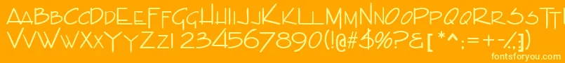 Indascapsssk-Schriftart – Gelbe Schriften auf orangefarbenem Hintergrund