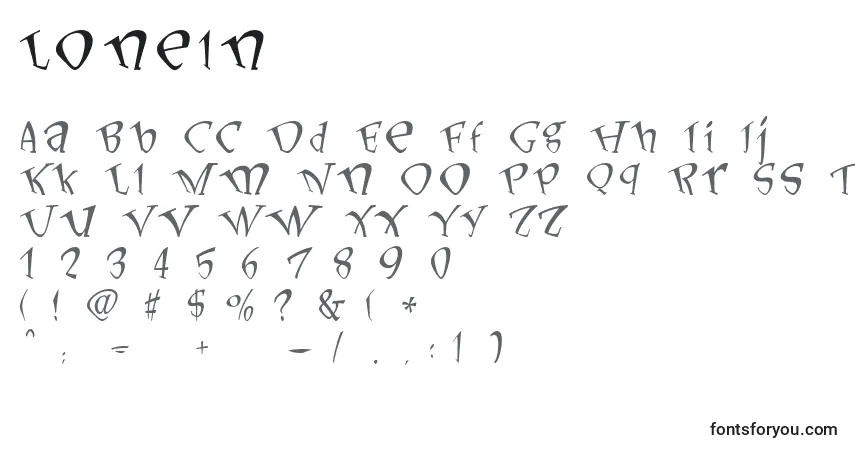 A fonte Loneln – alfabeto, números, caracteres especiais
