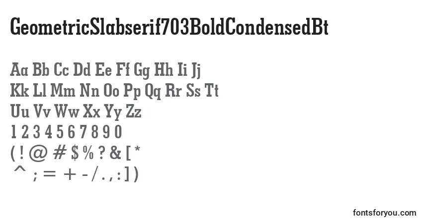 Czcionka GeometricSlabserif703BoldCondensedBt – alfabet, cyfry, specjalne znaki