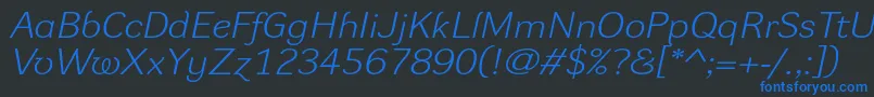 DynagrotesklxeItalic Font – Blue Fonts on Black Background