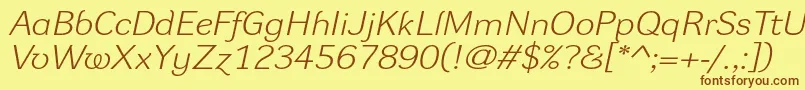 DynagrotesklxeItalic Font – Brown Fonts on Yellow Background