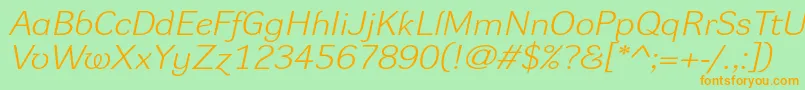 DynagrotesklxeItalic Font – Orange Fonts on Green Background