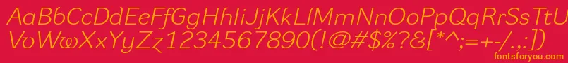 DynagrotesklxeItalic Font – Orange Fonts on Red Background