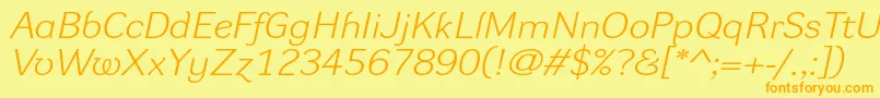 DynagrotesklxeItalic Font – Orange Fonts on Yellow Background