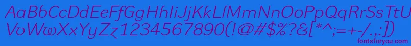 DynagrotesklxeItalic Font – Purple Fonts on Blue Background