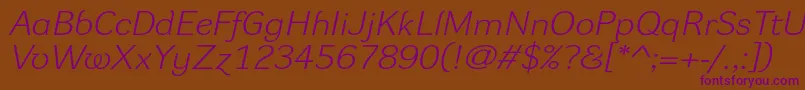 DynagrotesklxeItalic Font – Purple Fonts on Brown Background