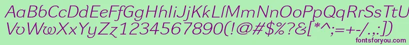 DynagrotesklxeItalic Font – Purple Fonts on Green Background
