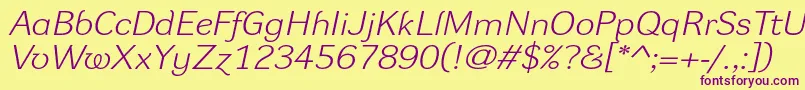 DynagrotesklxeItalic Font – Purple Fonts on Yellow Background