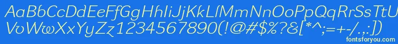 DynagrotesklxeItalic Font – Yellow Fonts on Blue Background