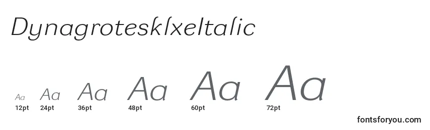 Размеры шрифта DynagrotesklxeItalic
