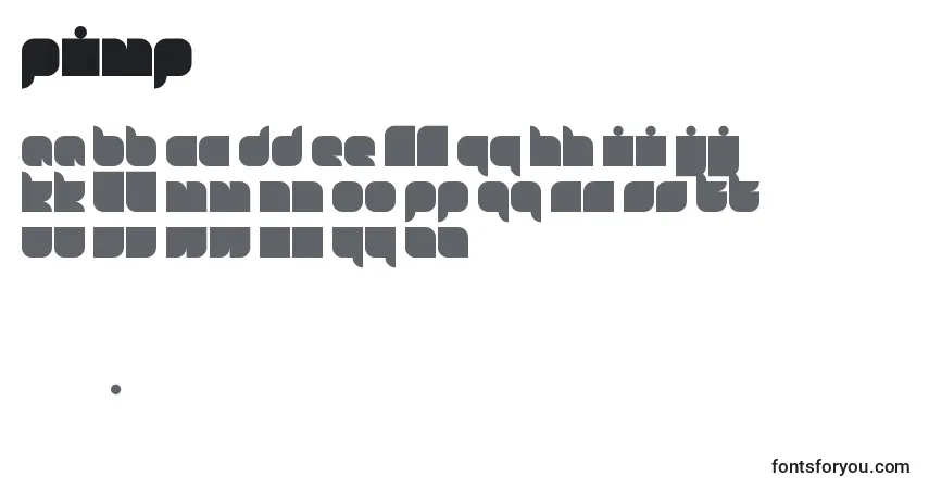 Schriftart Pimp – Alphabet, Zahlen, spezielle Symbole