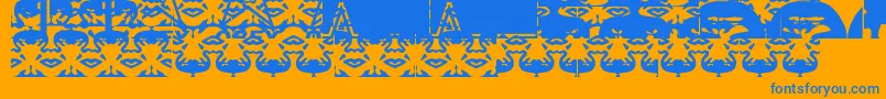 Obeywrappers-Schriftart – Blaue Schriften auf orangefarbenem Hintergrund