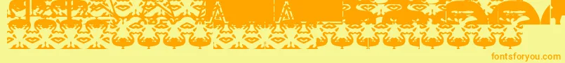 Obeywrappers-Schriftart – Orangefarbene Schriften auf gelbem Hintergrund