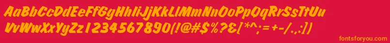 JosephsBrushItalic Font – Orange Fonts on Red Background