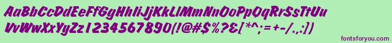 JosephsBrushItalic Font – Purple Fonts on Green Background