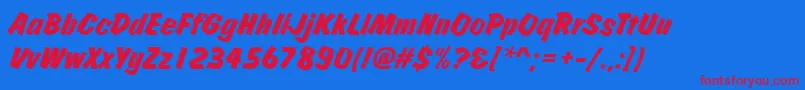 JosephsBrushItalic Font – Red Fonts on Blue Background