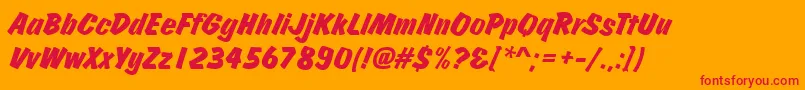 JosephsBrushItalic Font – Red Fonts on Orange Background