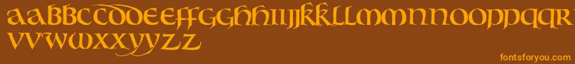 フォントBouwsunc – オレンジ色の文字が茶色の背景にあります。