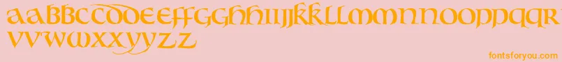 Bouwsunc-Schriftart – Orangefarbene Schriften auf rosa Hintergrund