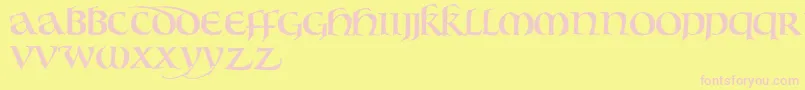 Bouwsunc-Schriftart – Rosa Schriften auf gelbem Hintergrund