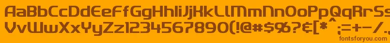 Imaki-Schriftart – Braune Schriften auf orangefarbenem Hintergrund