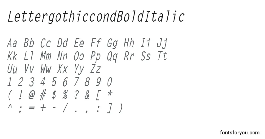 Schriftart LettergothiccondBoldItalic – Alphabet, Zahlen, spezielle Symbole