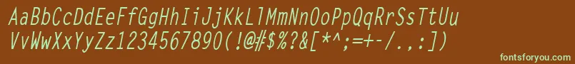LettergothiccondBoldItalic-fontti – vihreät fontit ruskealla taustalla
