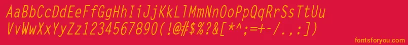 LettergothiccondBoldItalic Font – Orange Fonts on Red Background