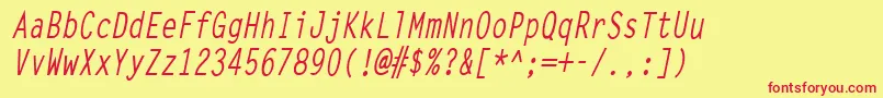 LettergothiccondBoldItalic-fontti – punaiset fontit keltaisella taustalla