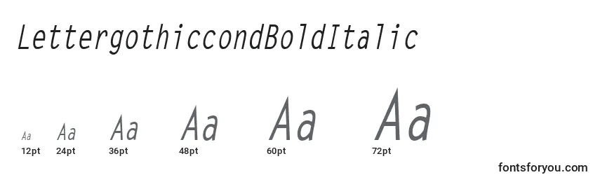 Größen der Schriftart LettergothiccondBoldItalic