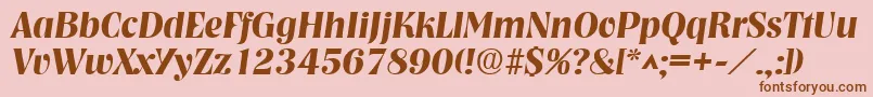 Fonte NashvilleBoldItalic – fontes marrons em um fundo rosa