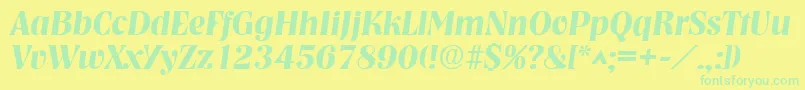 NashvilleBoldItalic Font – Green Fonts on Yellow Background