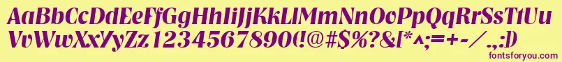 NashvilleBoldItalic Font – Purple Fonts on Yellow Background