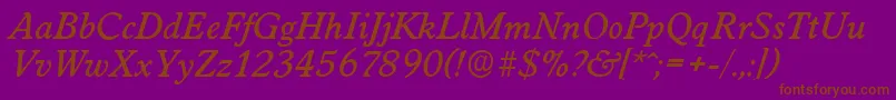 WorcesterserialMediumItalic-fontti – ruskeat fontit violetilla taustalla