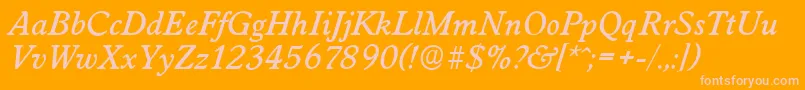 WorcesterserialMediumItalic-Schriftart – Rosa Schriften auf orangefarbenem Hintergrund
