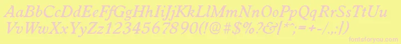 フォントWorcesterserialMediumItalic – ピンクのフォント、黄色の背景