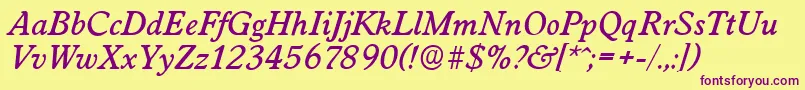 WorcesterserialMediumItalic Font – Purple Fonts on Yellow Background