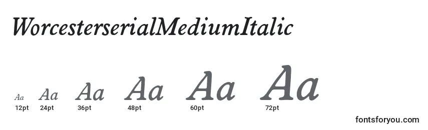 Размеры шрифта WorcesterserialMediumItalic