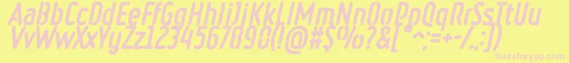 RulerStencilHeavyItalic Font – Pink Fonts on Yellow Background