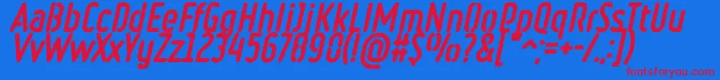 Шрифт RulerStencilHeavyItalic – красные шрифты на синем фоне