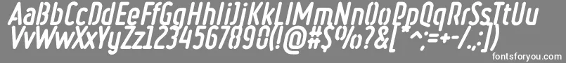 フォントRulerStencilHeavyItalic – 灰色の背景に白い文字