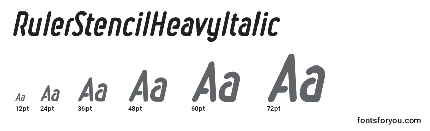RulerStencilHeavyItalic Font Sizes