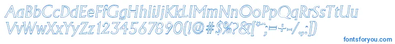 AdelonoutlineLightItalic-Schriftart – Blaue Schriften