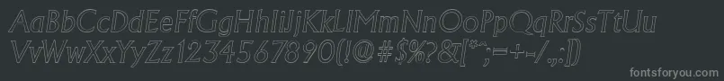 フォントAdelonoutlineLightItalic – 黒い背景に灰色の文字