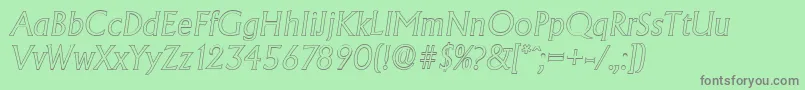 AdelonoutlineLightItalic Font – Gray Fonts on Green Background