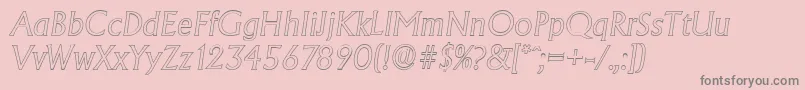 フォントAdelonoutlineLightItalic – ピンクの背景に灰色の文字
