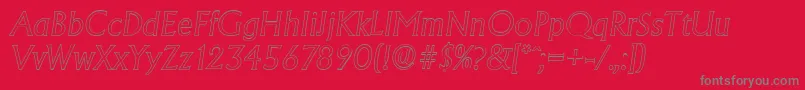 AdelonoutlineLightItalic-Schriftart – Graue Schriften auf rotem Hintergrund