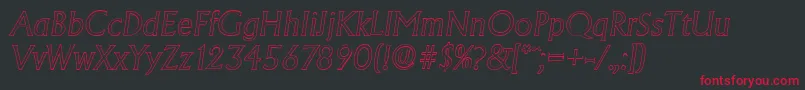 AdelonoutlineLightItalic-Schriftart – Rote Schriften auf schwarzem Hintergrund