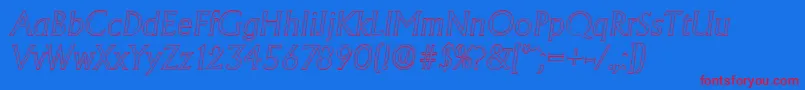 フォントAdelonoutlineLightItalic – 赤い文字の青い背景