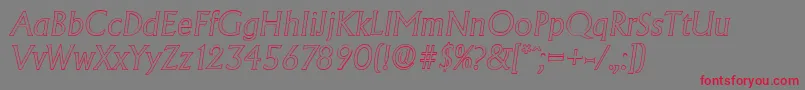 フォントAdelonoutlineLightItalic – 赤い文字の灰色の背景